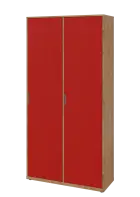 KSR6-81 P skříň šatní, 2x výsuvné ramínko, 2053x1022x400 mm, provedení pravé, dub lite/červená